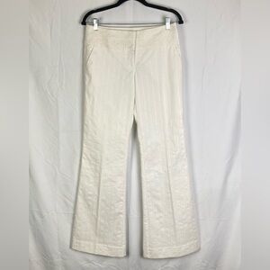 🎄FLASH XMAS SALE!🎁 BEBE Flare Pants 6 Ivory White Modern Sophisticated Stripe